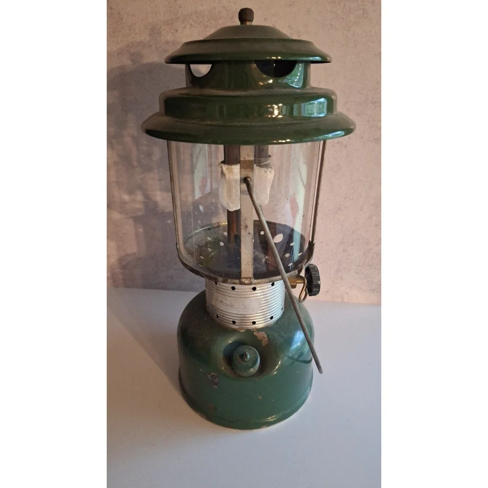 Coleman Lantern 220F Dated Feb 1966 Double Mantle Green Camping Vintage USA